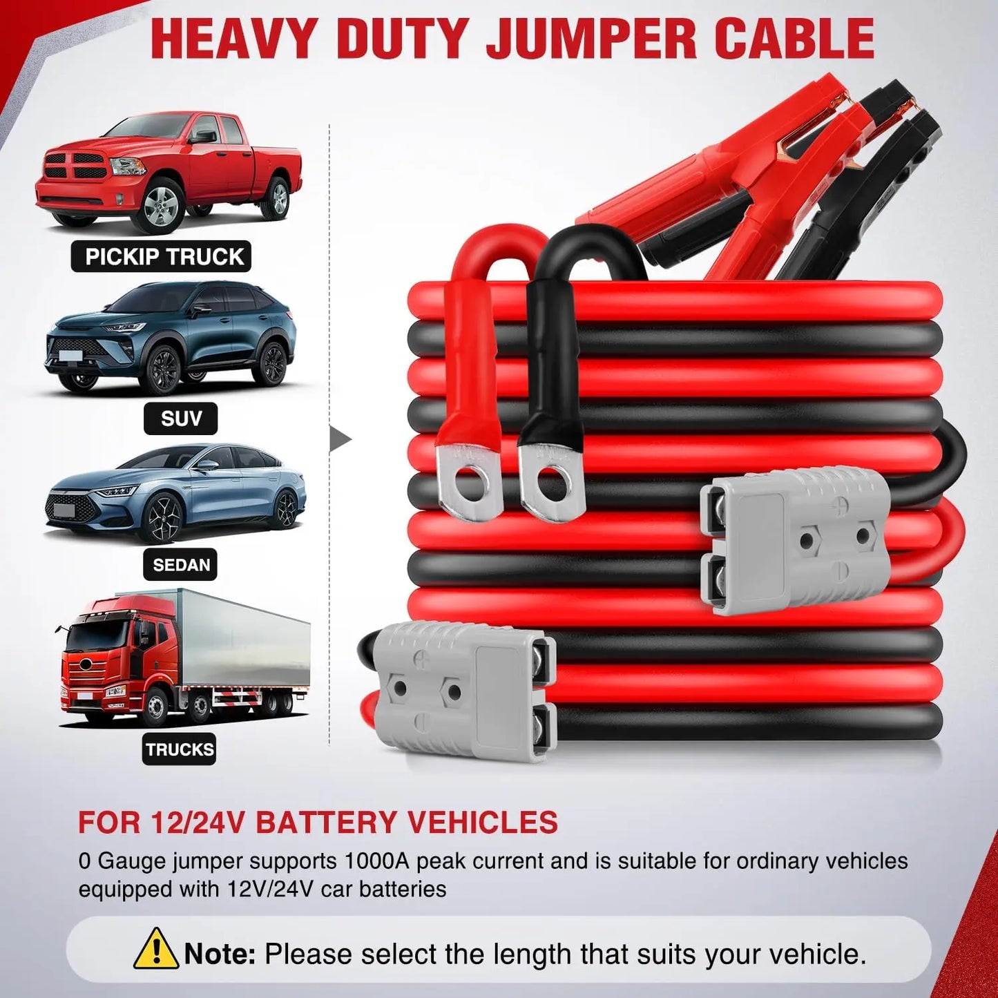Nilight 0 Gauge 25 Feet Heavy Duty Jumper Cables 1000 Amp Booster Battery Cables with Permanent Installation Kit and Quick Connect Plug Includes Carrying Bag for 12V & 24V Cars Suvs and Trucks Summervibes